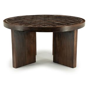 By-Boo Ronde Salontafel TiledUp Keramiek en mangohout, 70cm - Bruin
