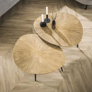 LifestyleFurn Organische Salontafel Miya Ray Metal, Set van 2 stuks - Brons ray metal