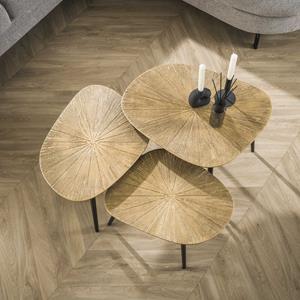 LifestyleFurn Organische Salontafel Katrell Ray Metal, Set van 3 stuks - Brons ray metal