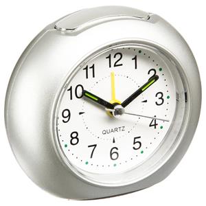 Atmosphera Wekker/alarmklok Little Ben - zilver - kunststof - 11 x 10 cm - met snooze knop -