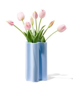 HEMA Vaas Ø12x20cm Keramiek Golf Lichtblauw (blauw)