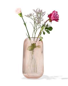HEMA Vaas Ø6x27cm Glas Ribbel Oranje (perzik)