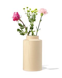 HEMA Vaas Ø10x26.4cm Keramiek Ribbel Crème (creme)