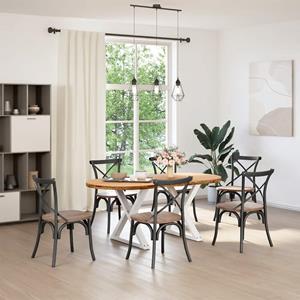vidaXL Eettafel 180x90x74 cm ovaal massief eikenhout lichtbruin