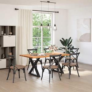vidaXL Eettafel met natuurlijke rand 180x100x74cm eikenhout lichtbruin