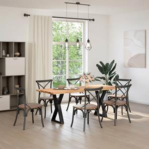 vidaXL Eettafel met natuurlijke rand 200x80x74 cm eikenhout lichtbruin