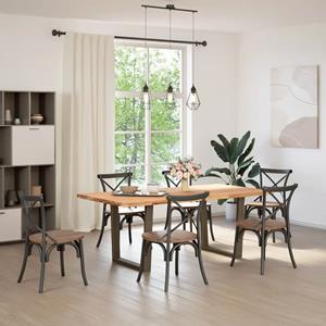 vidaXL Eettafel met natuurlijke rand 200x100x74 cm massief eikenhout