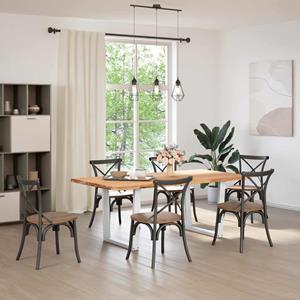 vidaXL Eettafel met natuurlijke rand 200x100x74 cm massief eikenhout