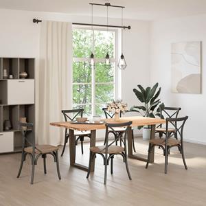 vidaXL Eettafel met natuurlijke rand 200x100x74 cm massief eikenhout