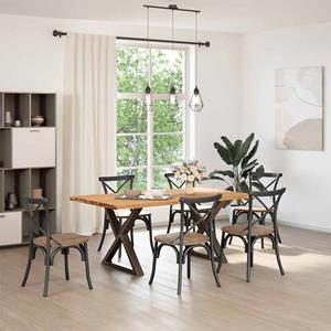 vidaXL Eettafel rechthoekig 180x100x74 cm massief eikenhout lichtbruin