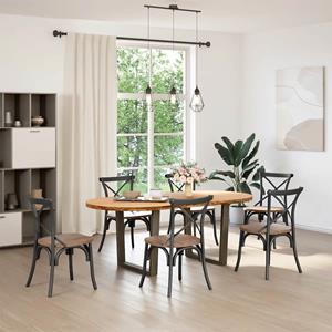 vidaXL Eettafel 200x100x74 cm ovaal massief eikenhout lichtbruin
