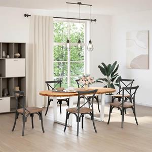 vidaXL Eettafel 200x100x74 cm ovaal massief eikenhout lichtbruin