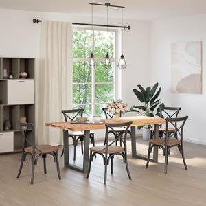 vidaXL Eettafel met natuurlijke rand 220x100x74 cm massief eikenhout
