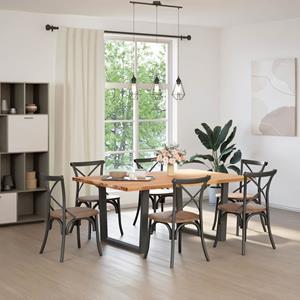 vidaXL Eettafel met natuurlijke rand 180x120x74 cm massief eikenhout