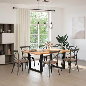 vidaXL Eettafel met natuurlijke rand 180x120x74 cm massief eikenhout