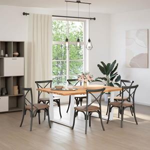 vidaXL Eettafel met natuurlijke rand 180x120x74 cm massief eikenhout