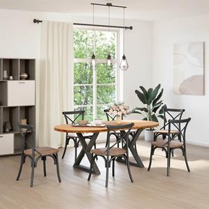 vidaXL Eettafel 200x100x74 cm ovaal massief eikenhout lichtbruin