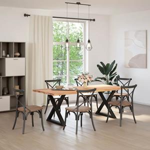 vidaXL Eettafel met natuurlijke rand 220x100x74cm eikenhout lichtbruin