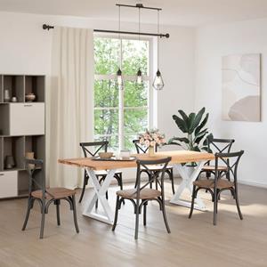 vidaXL Eettafel met natuurlijke rand 220x100x74cm eikenhout lichtbruin