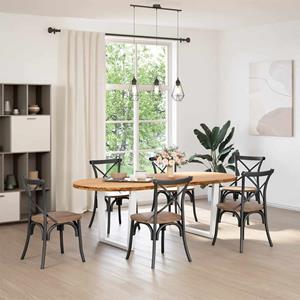 vidaXL Eettafel 220x100x74 cm ovaal massief eikenhout lichtbruin