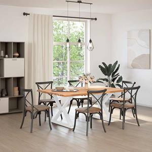 vidaXL Eettafel met natuurlijke rand 180x120x74cm eikenhout lichtbruin