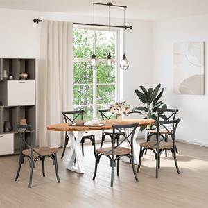vidaXL Eettafel 220x100x74 cm ovaal massief eikenhout lichtbruin