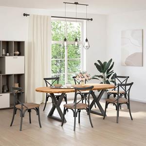 vidaXL Eettafel 220x100x74 cm ovaal massief eikenhout lichtbruin