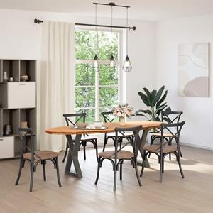 vidaXL Eettafel 240x100x74 cm ovaal massief eikenhout lichtbruin
