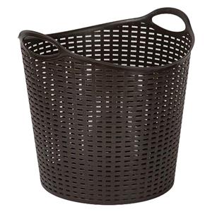 PlasticForte Gevlochten wasmand/opbergmand - flexibel - donkerbruin - 27 liter - rond - kunststof -