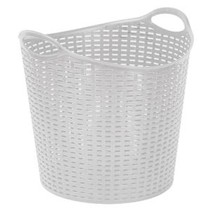 PlasticForte Gevlochten wasmand/opbergmand - flexibel - ivoor wit - 27 liter - rond - kunststof -