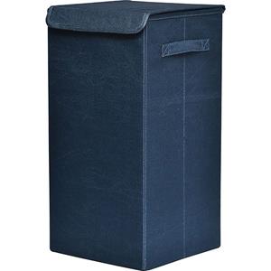 Tendance Wasmand met deksel - MDF structuur/polyester - blauw - opvouwbaar -
