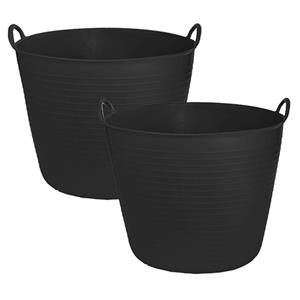 CM Flexibele kuip/emmer - 2x - zwart - liter - kunststof - 45 x  -