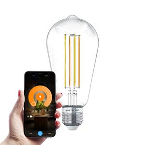 HOFTRONIC SMART Smart E27 LED Filament Lamp - 7 Watt 806 lumen - ST64 Helder - 1800-3000K - Dimbaar - Edison lamp