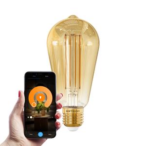 HOFTRONIC SMART Smart E27 LED Filament Lamp - 7 Watt 806 lumen - ST64 Amberkleurig glas - 1800-3000K Dimbaar - Edison lamp