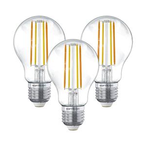 HOFTRONIC SMART Set van 3 Smart E27 LED Filament Lampen - 7 Watt 806 Lumen - A60 Clear - 1800-3000K - Dimbaar