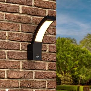 HOFTRONIC™ Bristol - LED wandlamp met bewegingssensor - Incl. schemersensor - IP54 waterdicht - 814 lumen - 3000K warm wit licht - 10 watt - Zwart - Buitenlamp - 5 jaar garantie