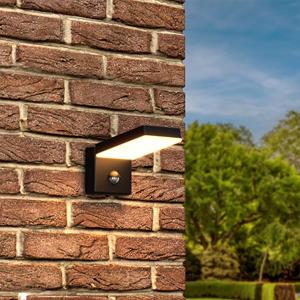 HOFTRONIC™ Selby - LED wandlamp met bewegingssensor - Incl. schemersensor - IP65 waterdicht - 780 lumen - 3000K warm wit licht - 10 watt - Zwart - Buitenlamp - 5 jaar garantie