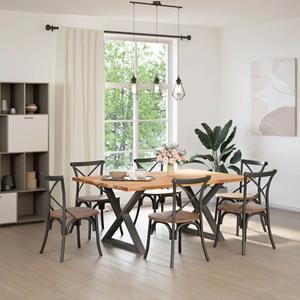 vidaXL Eettafel rechthoekig 180x120x74 cm massief eikenhout lichtbruin