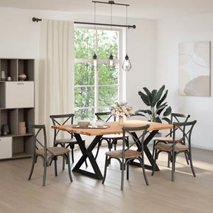 vidaXL Eettafel rechthoekig 180x120x74 cm massief eikenhout lichtbruin