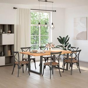 vidaXL Eettafel met natuurlijke rand massief eikenhout