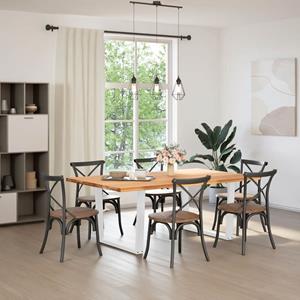 vidaXL Eettafel rechthoekig 200x120x74 cm massief eikenhout lichtbruin