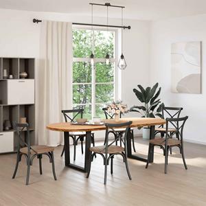 vidaXL Eettafel 240x100x74 cm ovaal massief eikenhout lichtbruin