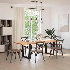 vidaXL Eettafel met natuurlijke rand 240x100x74 cm massief eikenhout