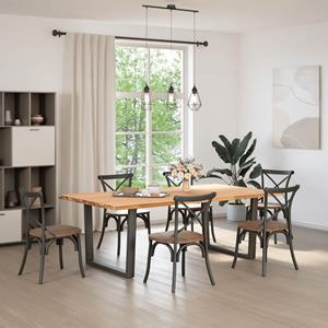 vidaXL Eettafel met boomrand 220x120x74 cm massief hout eiken