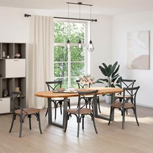 vidaXL Eettafel 240x100x74 cm ovaal massief eikenhout lichtbruin