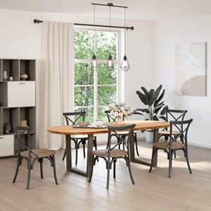 vidaXL Eettafel 240x100x74 cm ovaal massief eikenhout lichtbruin