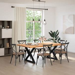 vidaXL Eettafel rechthoekig 200x120x74 cm massief eikenhout lichtbruin