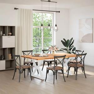 vidaXL Eettafel rechthoekig 200x120x74 cm massief eikenhout lichtbruin