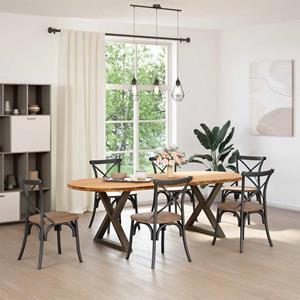vidaXL Eettafel 240x100x74 cm ovaal massief eikenhout lichtbruin
