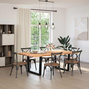 vidaXL Eettafel rechthoekig 220x120x74 cm massief eikenhout lichtbruin